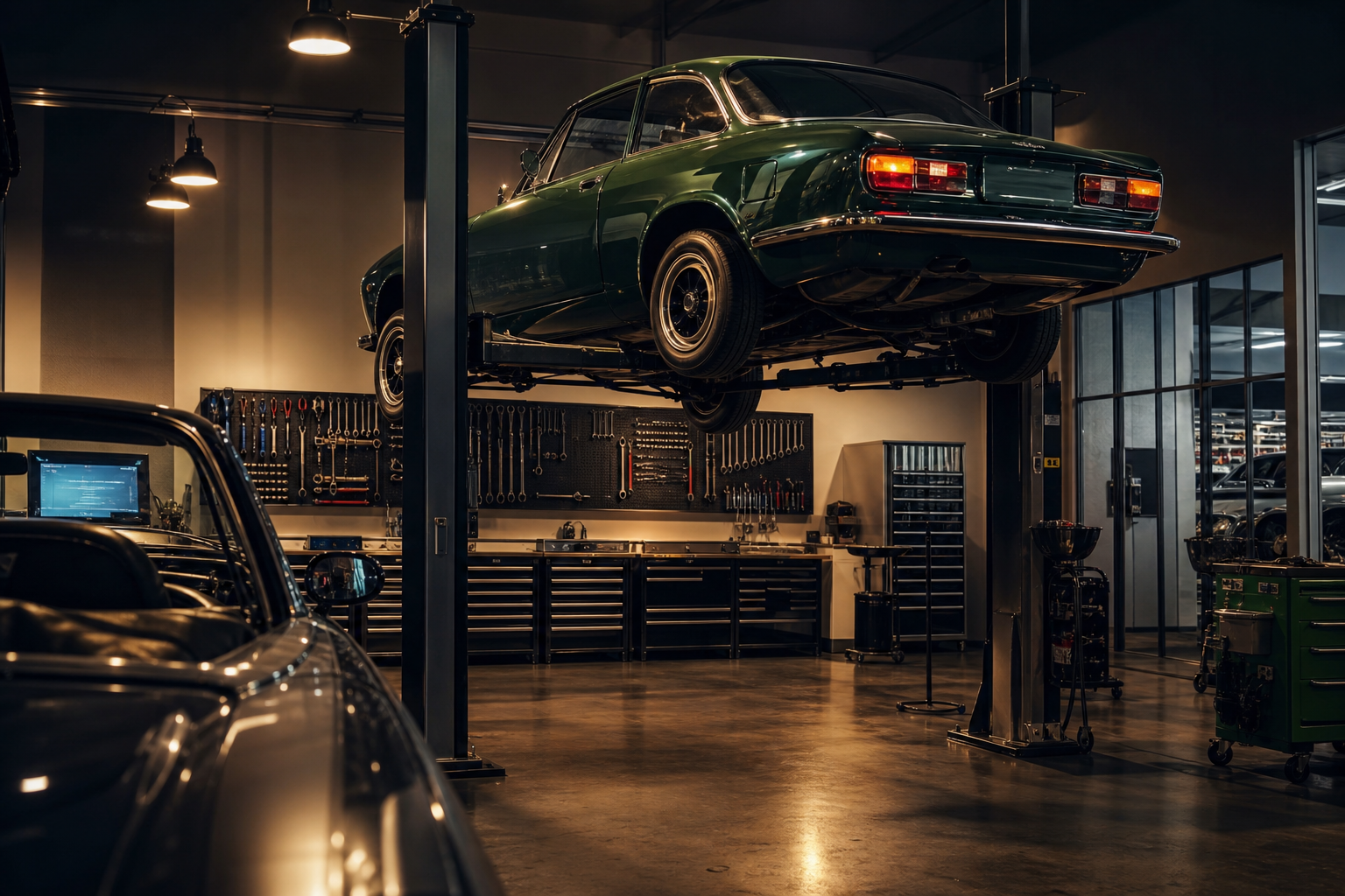 Kfz-Werkstatt mit Hebebühne